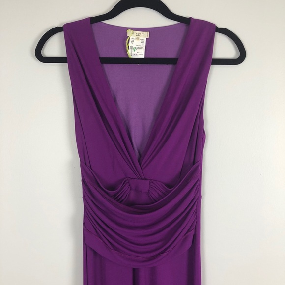 NWOT Etro Purple Deep V Maxi Dress Gown - Picture 5 of 13